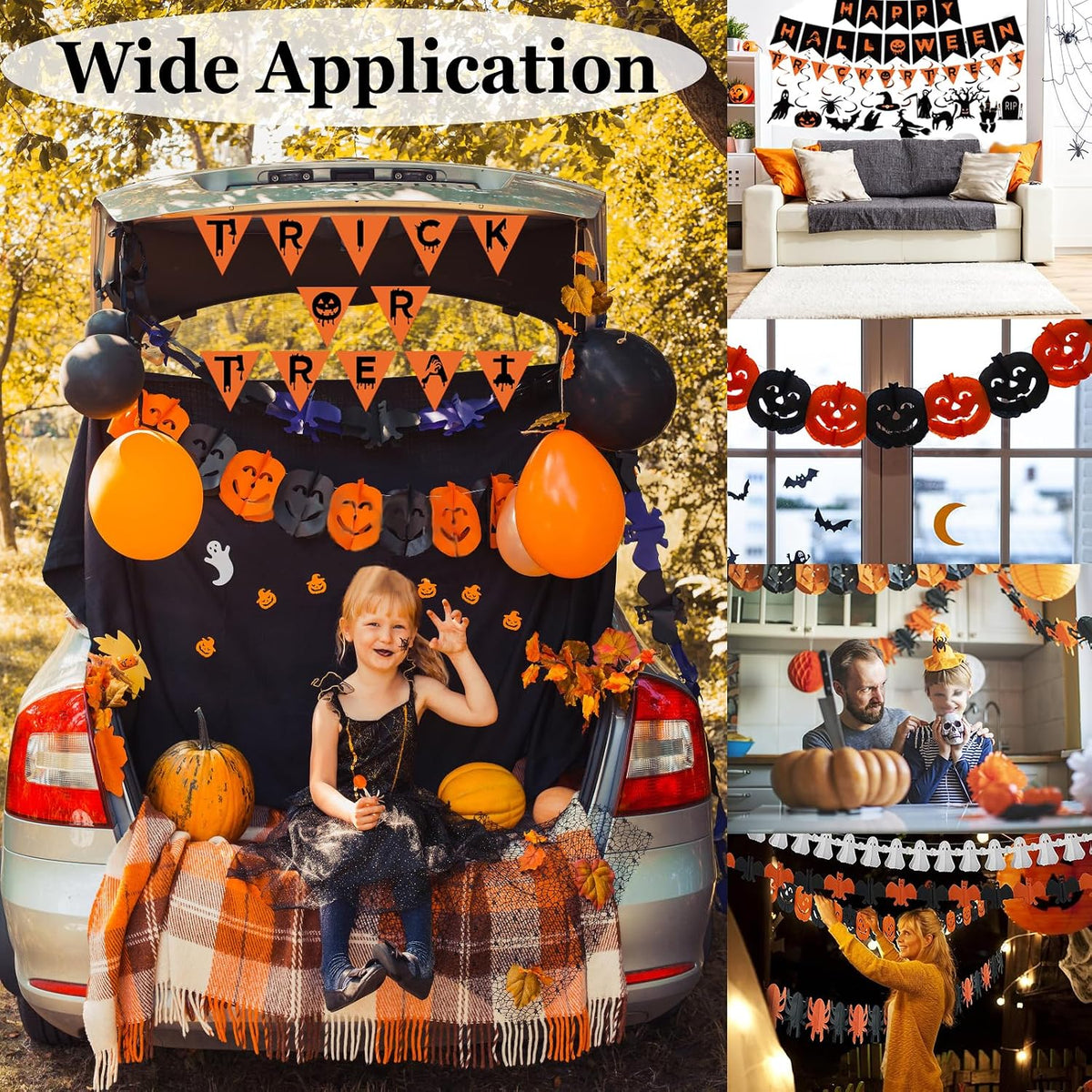 Gusgrop Halloween decorations set with Happy Halloween and Trick or Treat banners and bat garlands - view 9