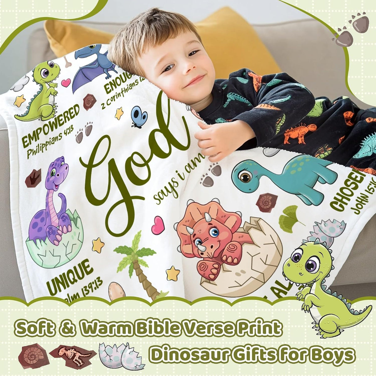 Cat Throw Blanket with Bible Verse, Thoughtful Christian Gifts - Bible-dinosaur / 40"x50" - image 3
