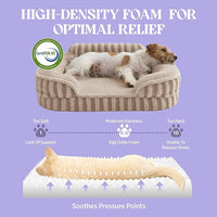 LE SURE Cute L-Plus Dog Beds, Orthopedic Waterproof Large Pet Bed with Sides, Non-Slip Bottom and Egg-Crate Foam Dog Couch Sofa with Washable Removable Cover, Hazel