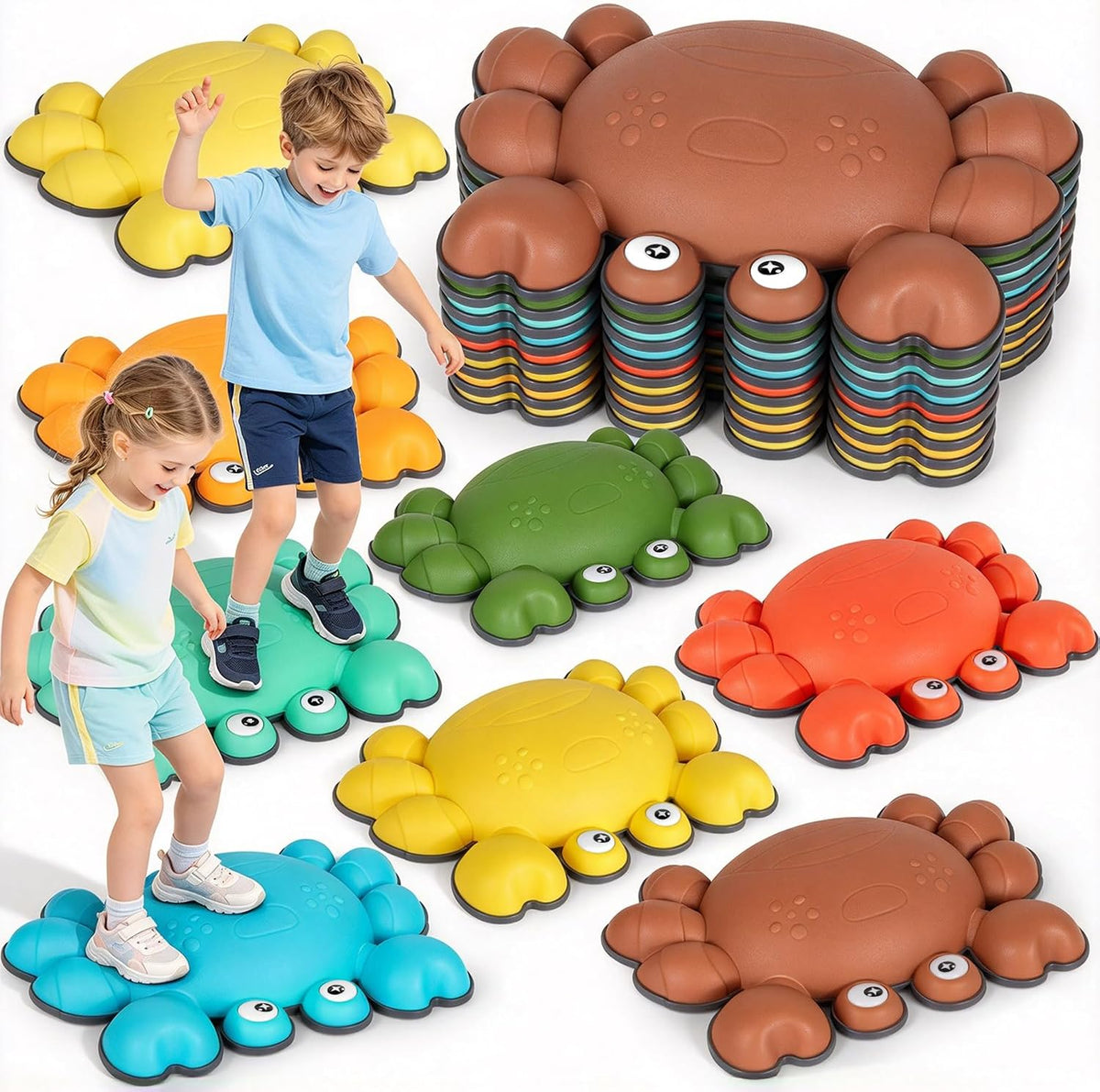 TOPNEW crab balance stepping stones for kids in bright colors, set of 6 - view 7
