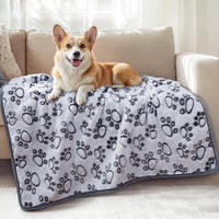 Luciphia Fluffy Paw Print Dog Blanket Large/Medium/Small - Grey Paw / 41x31 inches