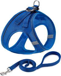 Dog Harness with Leash Set, Step-in Adjustable Puppy Pet Vest - Blue / M(Chest:16"-18")