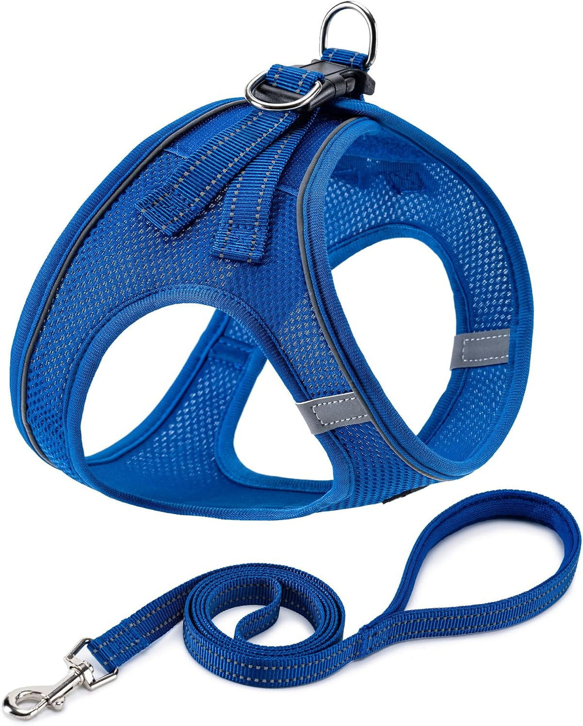 Dog Harness with Leash Set, Step-in Adjustable Puppy Pet Vest - Blue / M(Chest:16"-18")