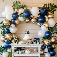 RUBFAC Gold Balloons Different Sizes Chrome Gold Balloon Arch Kit - Navy Blue - image 4