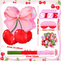 Feifeiya pink bow piñata with pink and white bat, eye masks and confetti - view 28