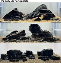 Unocho Aquarium Slate Rocks 10LB Fish Tank Stones Black Rocks for Aquarium,Aquascaping,Fish Tank Decoration, Reptile Basking Platforms, Bonsai & Garden-7Pcs 3-7inches