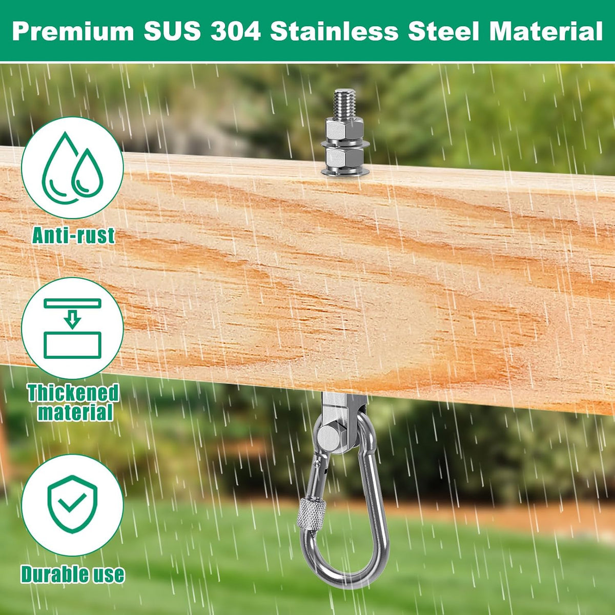 SELEWARE stainless steel swing hangers 2 pack, heavy duty eye hooks for wood beams - view 17