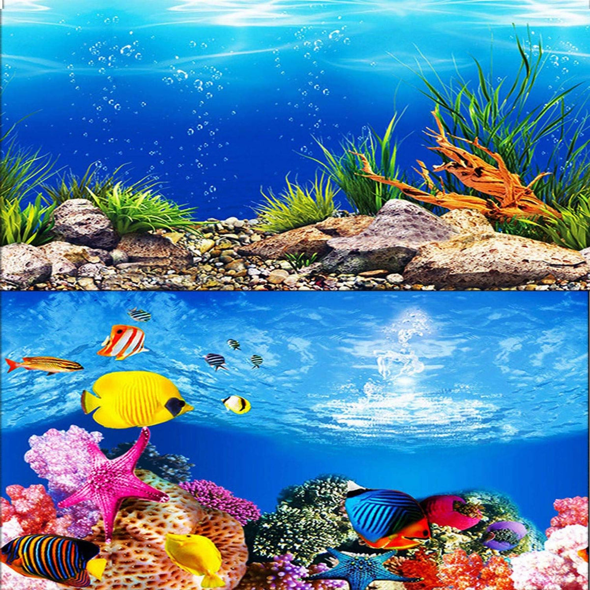 ELEBOX Aquarium Background Poster - H:19.5"x L:48" / Sea World