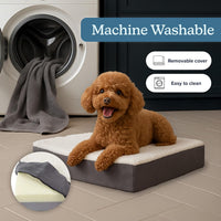 Orthopedic Dog Bed - 2-Layer Memory Foam Crate Mat with Machine Washable Sherpa Cover - 20x15 Pet - image 3
