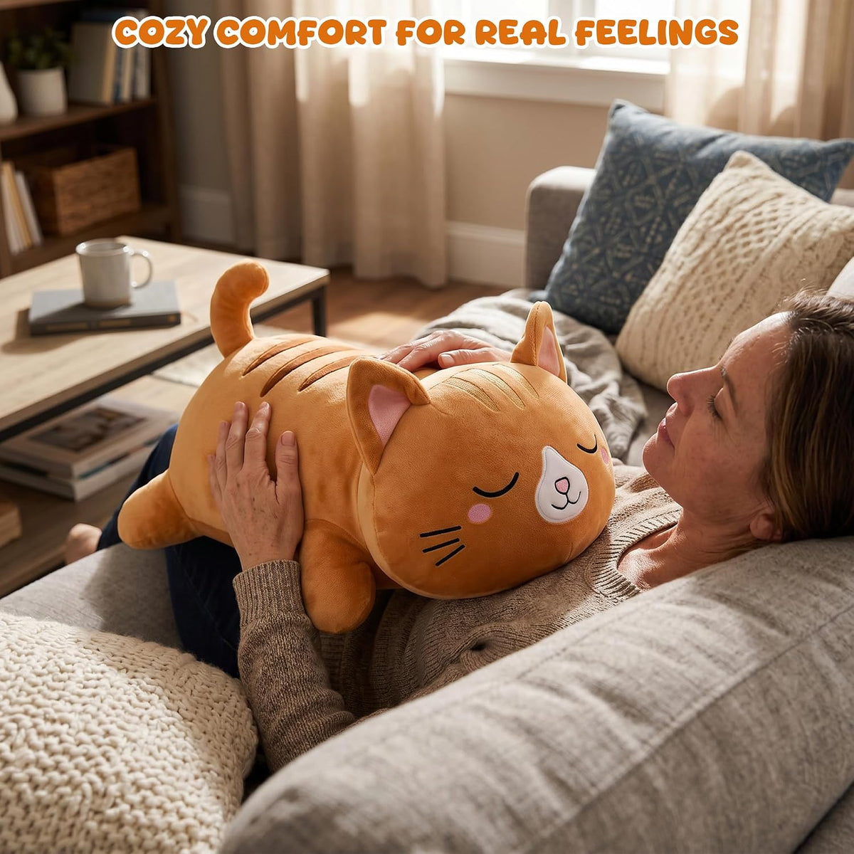 TOYSYM Weighted Stuffed Animals - Orange Cat / Large - image 2