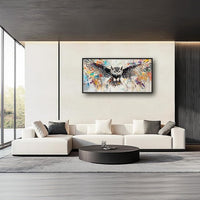 Large Owl Wall Art for Living Room, Framed Oversized Banksy Owl Wall Decor Colorful Wildlife Canvas Painting Animal Pictures Modern Artwork for Living Room Bathroom Bedroom Office Dining Room 60"x30"