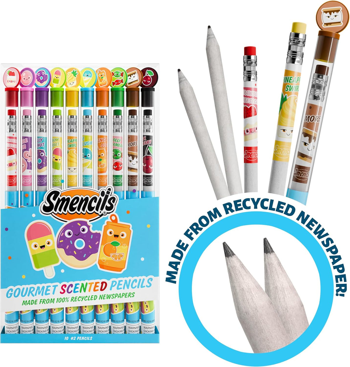 Smencils - Gourmet Scented Graphite HB #2 Pencils Made from Recycled Newspapers, 10 Count - Original (2 Pack) - image 3