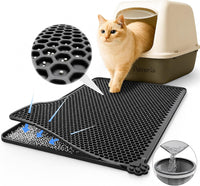 Silicone Cat Litter Mat 24x15" Double Layer Honeycomb Non-Slip – Daily Care for Cats - 1 Count (Pack of 1) / Black
