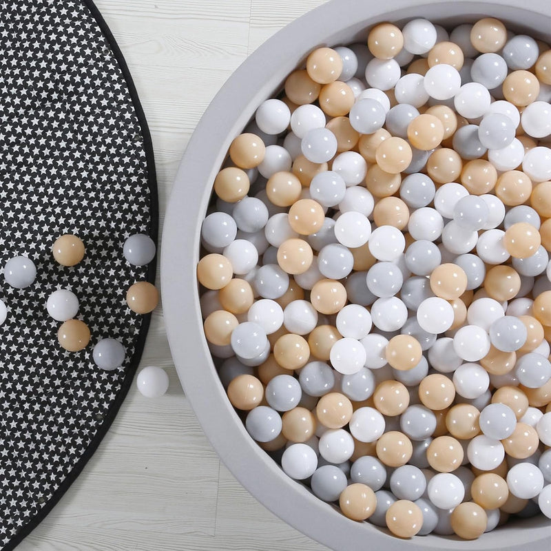 GOGOSO Ball Pit Balls for Toddlers Kids Plastic Balls for Ball-Pit - Beige+light Gray+white / 200 2.15″ balls