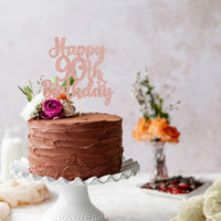 Gyufise 1Pc Happy 80th Birthday Cake Topper Glitter Cheers to 80 - 90th / Rose Gold - image 4