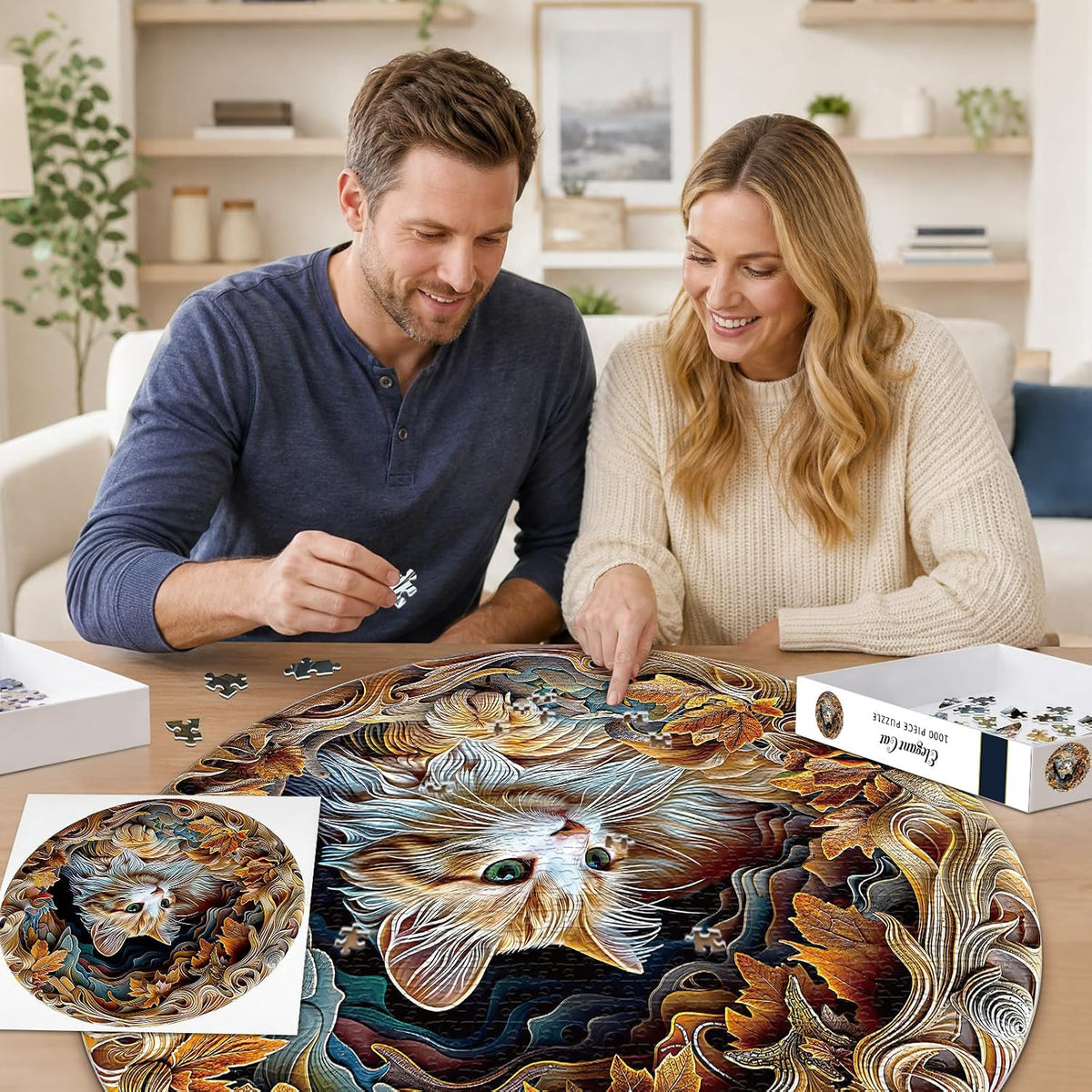 Masseruon 1000 piece round jigsaw puzzle with a sunset canyon image - view 7