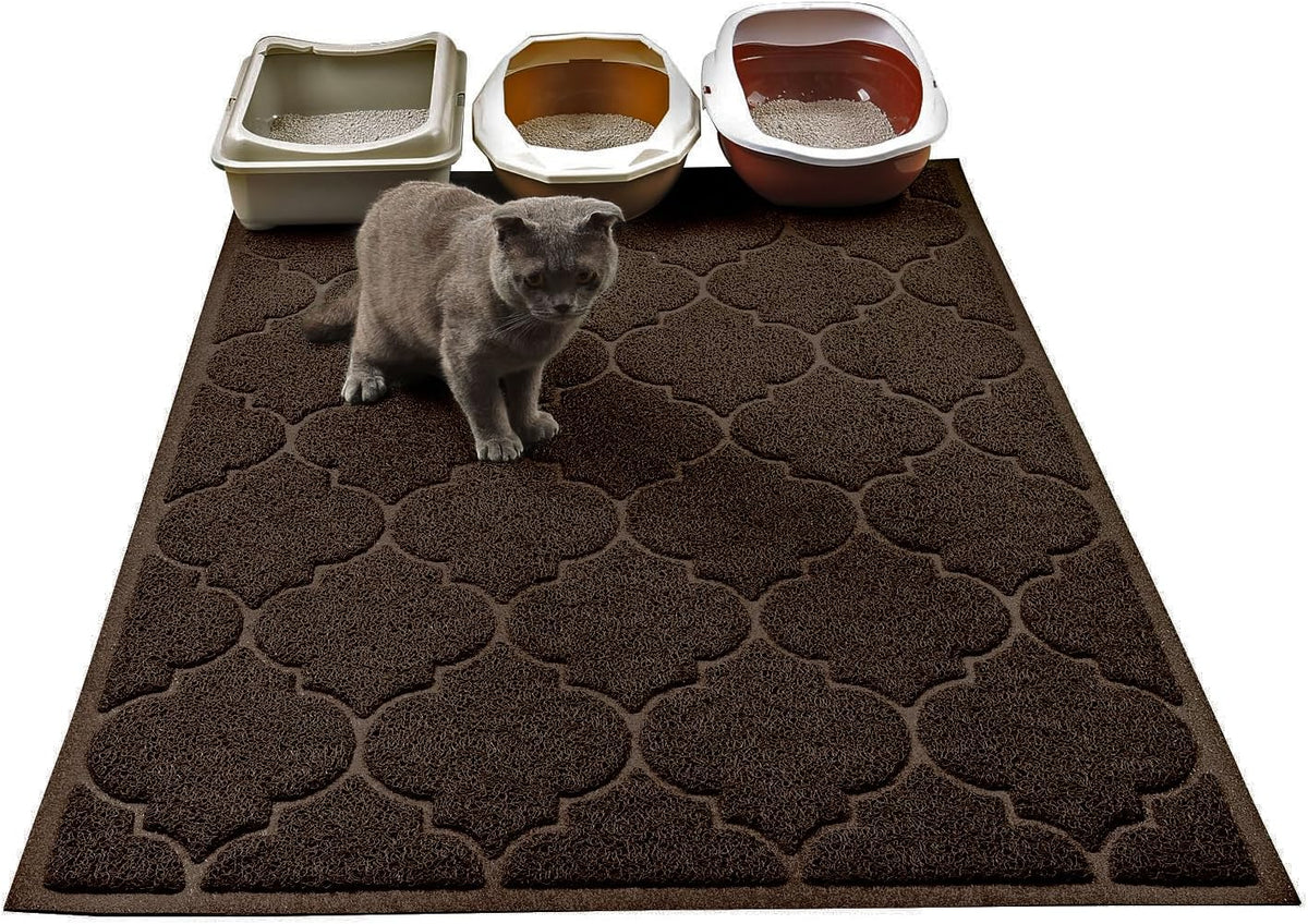 LittleTiger Cat Litter Mat, XL Super Size, Phthalate Free - Brown