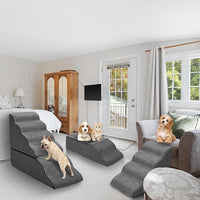 Dog Steps for High Beds 30-32" H - 6-Step Dog Stairs for Small Dogs, 33D Foam Pet Steps for High Bed with Non-Slip Bottom and Washable Cover, Dogs Ramp for Bed Indoor, Dark Grey