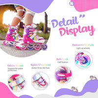 SULIFEEL Rainbow Unicorn Adjustable Kids Inline Skates for Girls Boys – Fun for Kids & Family - C Pink / Large - Youth - image 2