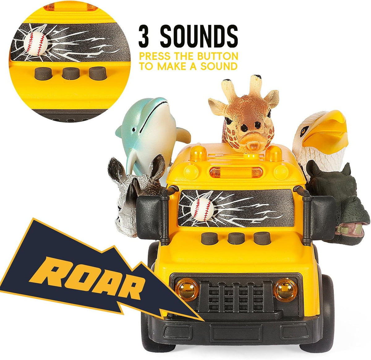 DINOBROS School Bus Toy with Light and Sound - Animal School Bus - image 4