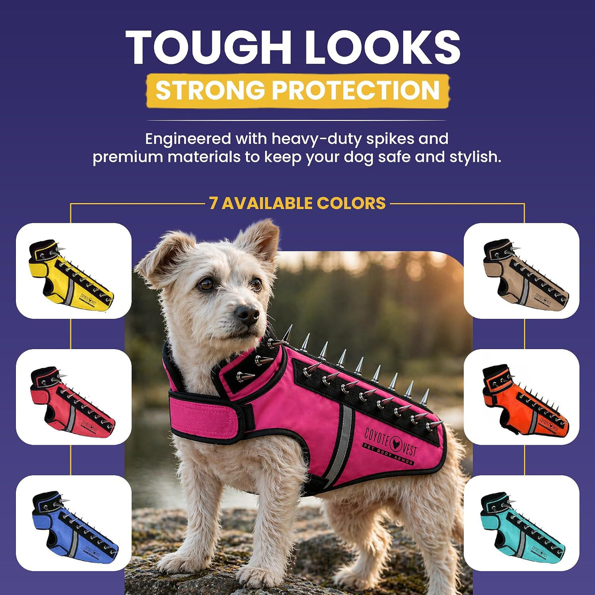 CoyoteVest SpikeVest Dog Harness, Made in the USA, XS-Yellow – Essentials for Dogs - Turquoise / Small - image 3