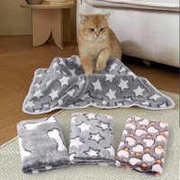 MIWOPET 3 Pack Fleece Pet Blankets Warm Bed Throw for Dogs & Cats - Star/Love/Bone / Small(23"*15") - image 2