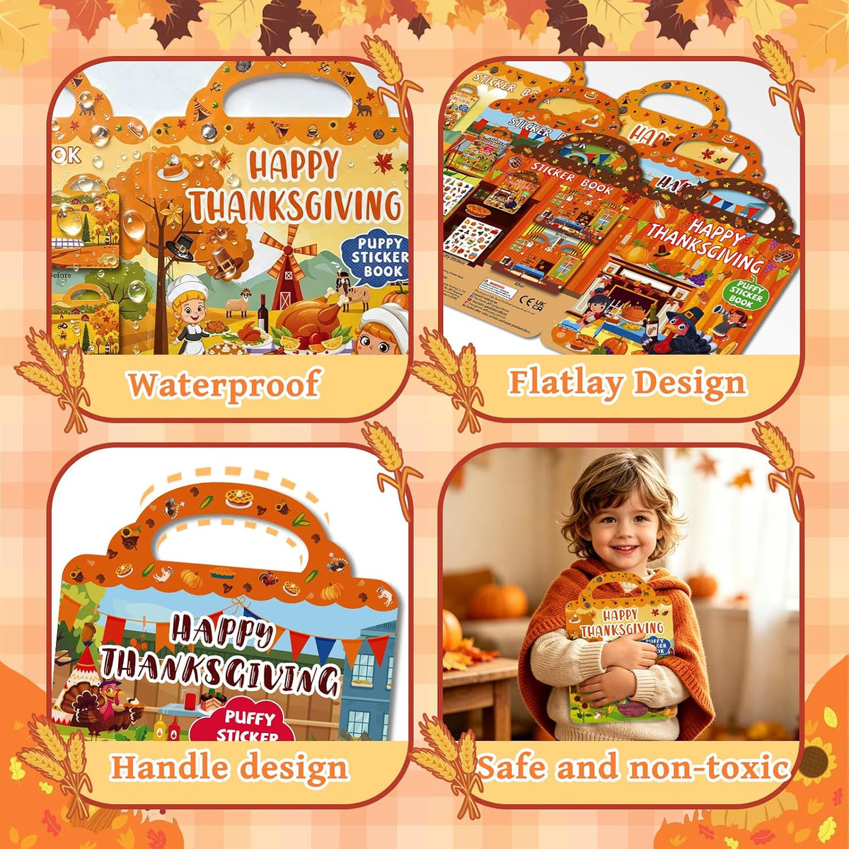 Kalysky 3 pack Halloween reusable sticker books for toddlers with handles - view 9