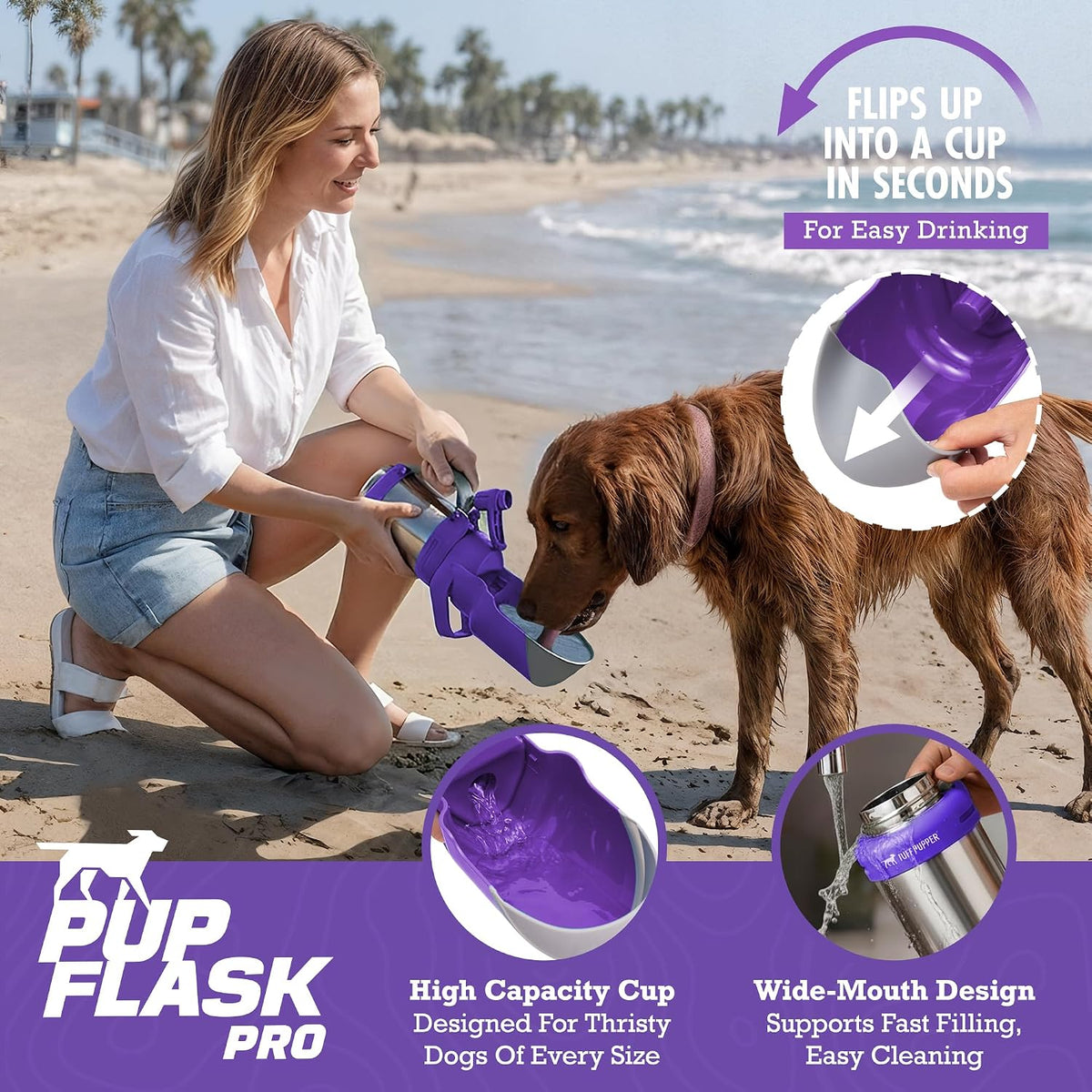 PupFlask Pro Portable Insulated Dog Water Bottle - Ultra Violet / 30 Ounce - image 3