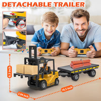 1:24 RC Forklift Toy for Kids - Yellow / 1:24 Scale with Trailer (18.5×4×6.3 inch) - image 3
