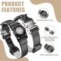 AirTag Dog Collar - Leather Dog Collar with Airtag Holder | IP68 Waterproof AirTag Holder with Metal Buckle, Comfortable GPS Dog Collars Tracker for Medium Large Dogs (Black, L)