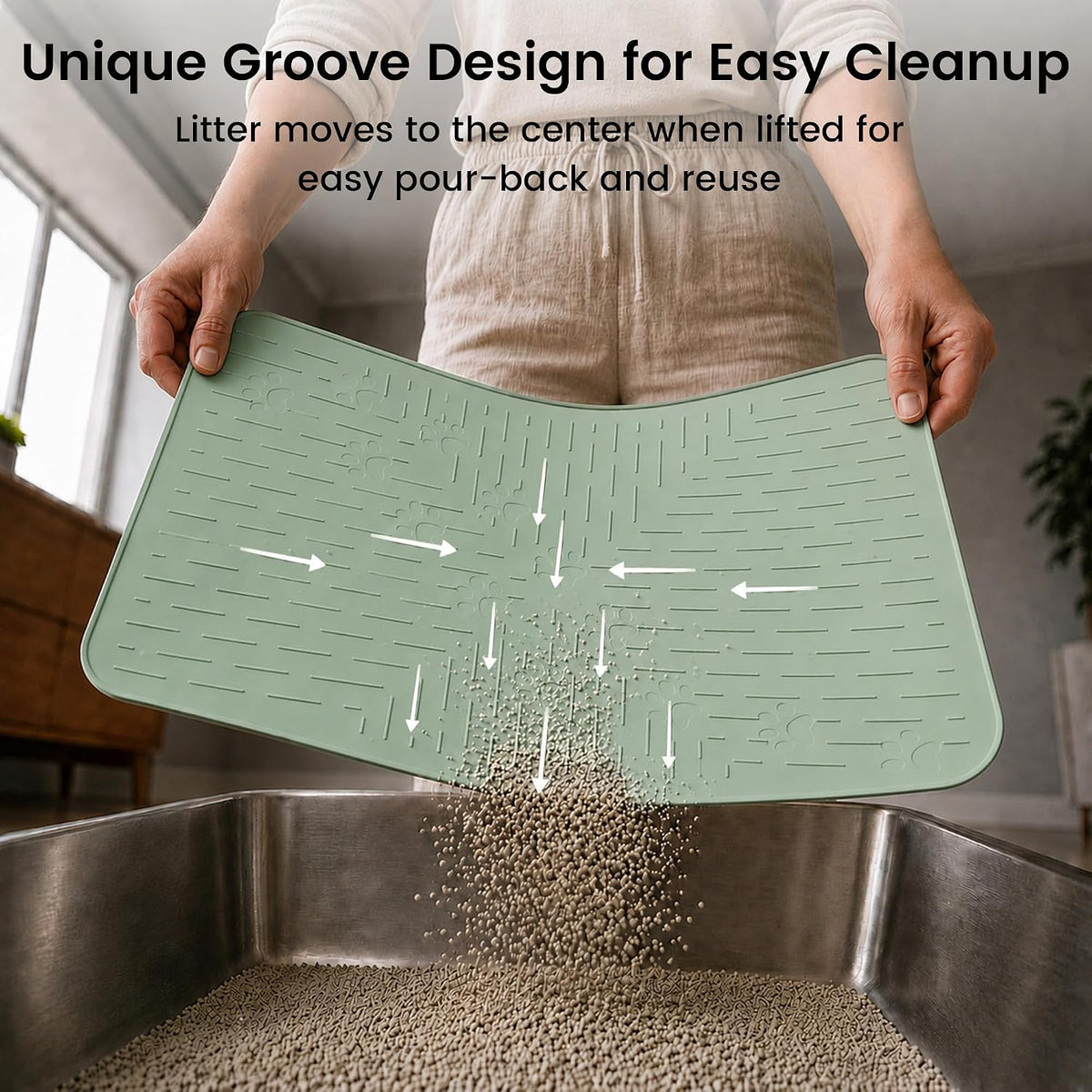 OHMO Large Cat Litter Mat - Sage Green / 23.5x16" - image 4