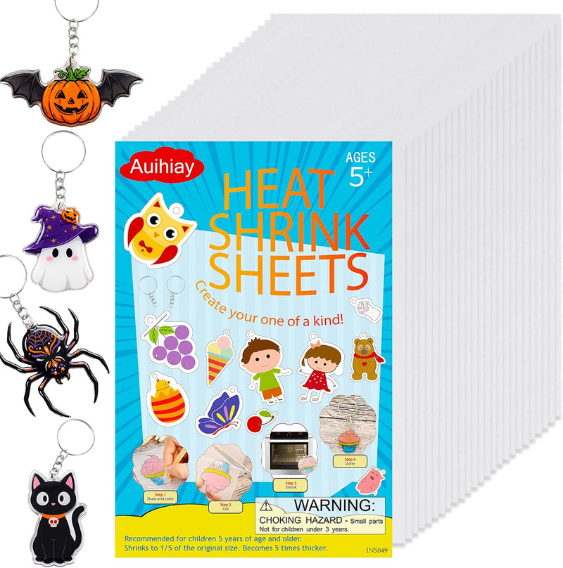 Auihiay 25Pcs Shrink Plastic Sheets, Shrink Films Papers - 80
