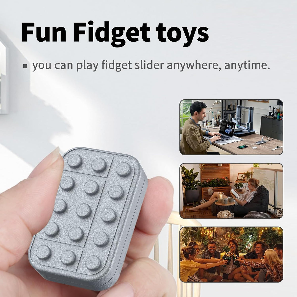 Fidget Toys Adults Magnetic Desk Toy Metal Fidgets Slider - Starry Gray - image 3