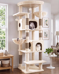 Globlazer 74in Heavy Duty Cat Tree Tower for Indoor Cats Large Adult - Beige / 74inch