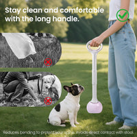 Dog Pooper Scooper Portable with Bag Attachment - 28in + Purple + 120 garbage bags + dispenser - image 4