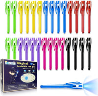 EODVICS 28 pack invisible ink spy pens with built-in UV light caps