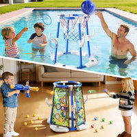 NIPLOOOW Pool Basketball Hoop - 4-in-1 Floating Basketball Hoop-Blue - image 4