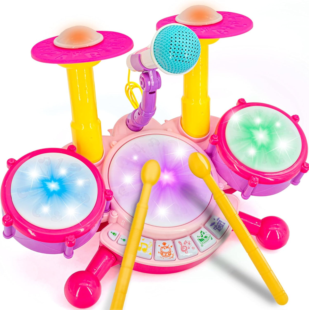 Drum Set for Toddlers, Kids Musical Instruments - Pink