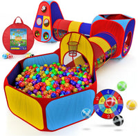 Playz 5pc Pop Up Play Tent and Crawl Through Tunnels for Kids w/Carry - Blue, Yellow, Red