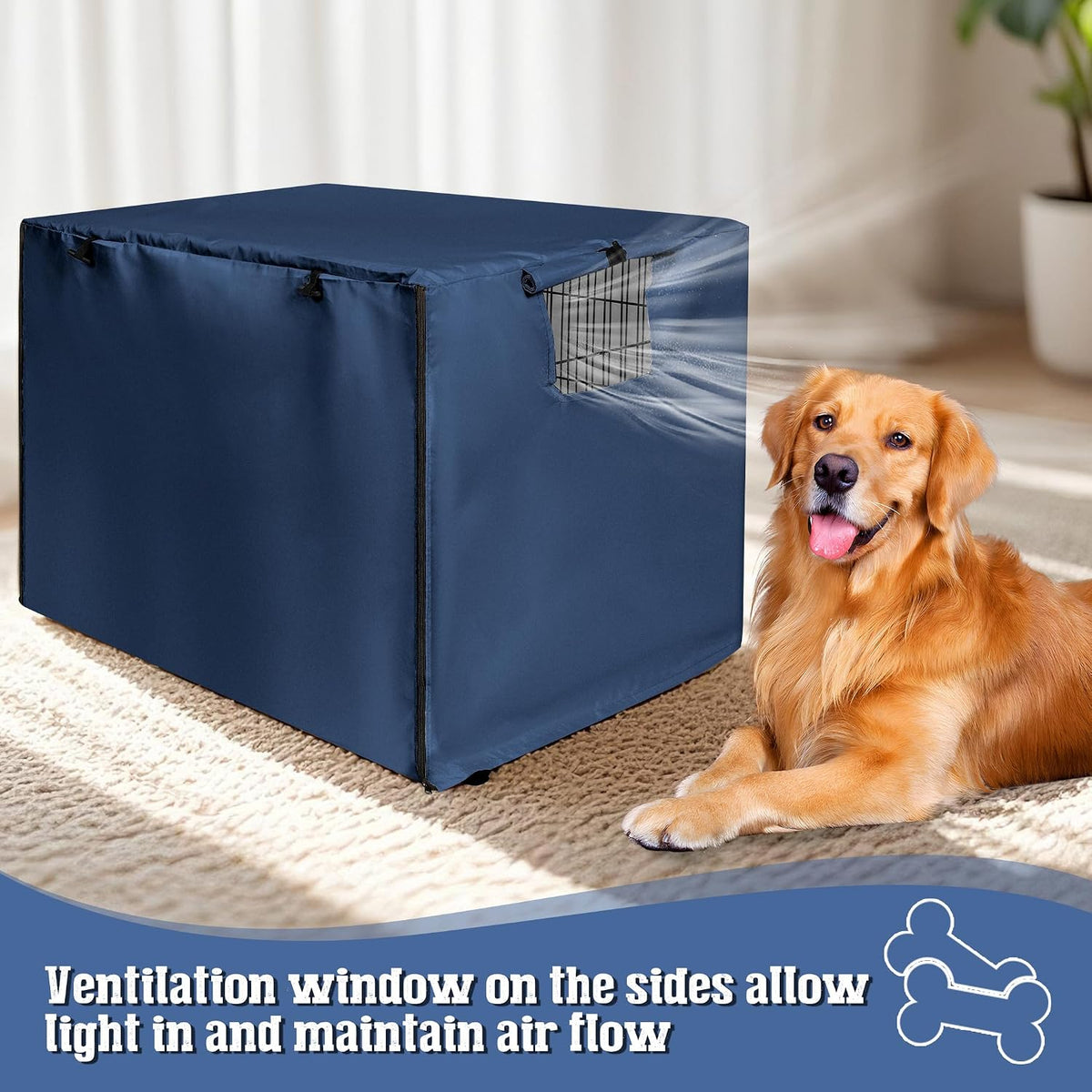 kefit Dog Crate Cover, Privacy & Light-Blocking Cover for Wire Dog Kennel/Cage, Fits Standard 48" - Navy Blue / 48 inch - image 3
