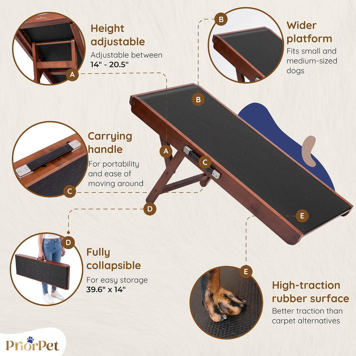 Dog Ramp for Couch, Non-Slip - Walnut - image 4