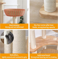 SHODMI 54" Modern Cat Tree Tower for Indoor Cats - Genmai Y816ss Oak Cat Tree - image 3
