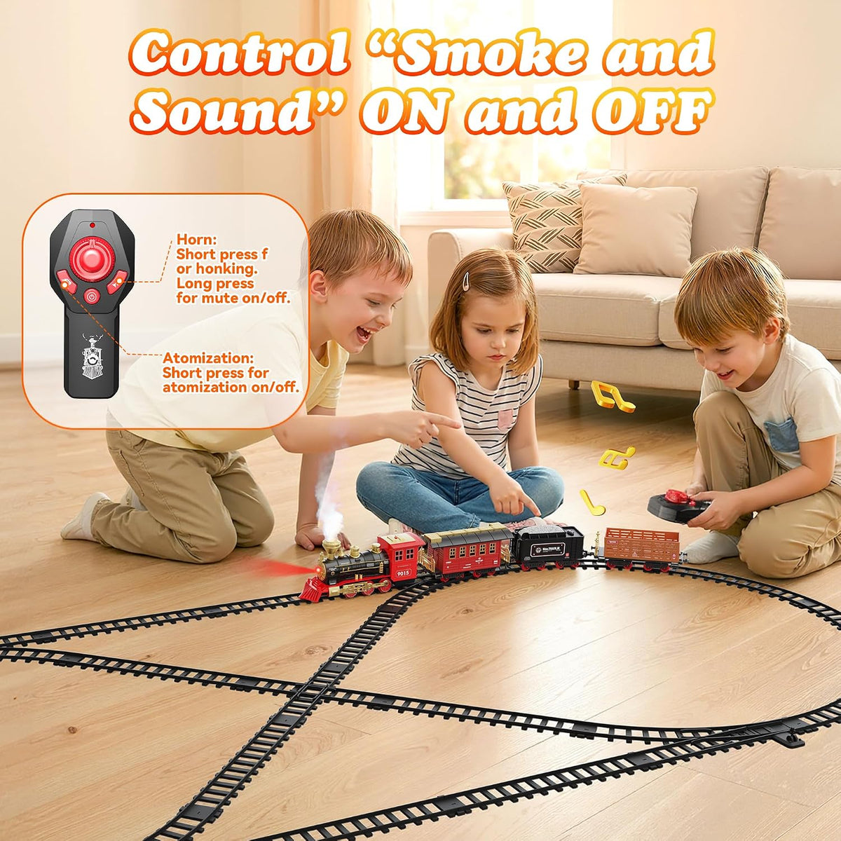 Hot Bee Train Set, Remote Control Train Toys with Smoke - Huge - image 4
