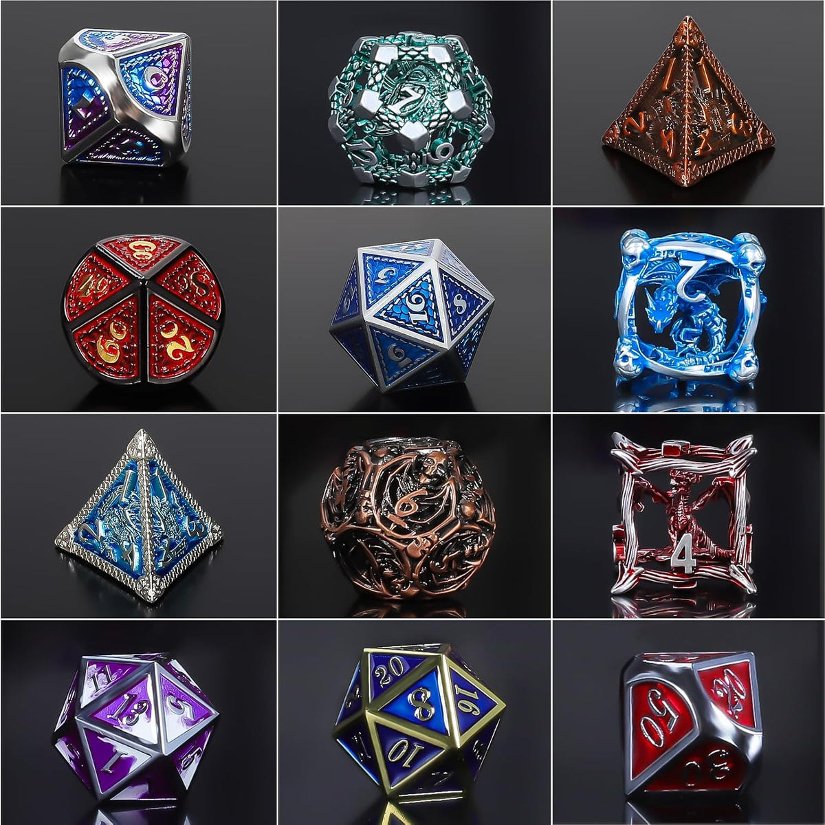 QMAY Mystery Dice Set – 7 Pcs Acrylic Polyhedral Dice + 1 Pcs Velvet Bag – Fun for Kids & Family - 1 bag Metal Mystery Dice - image 3