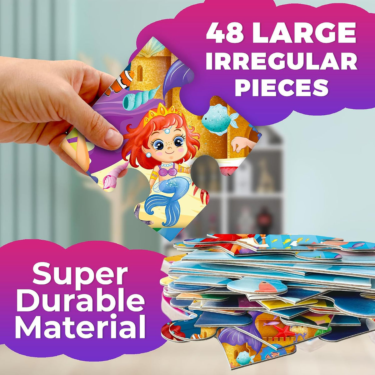 Giant Floor Puzzles for Kids Ages 4-6 - Mermaid - image 3