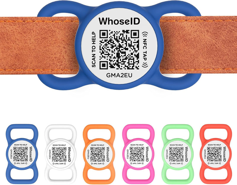 QR Code Dog Tag with NFC, Personalized Pet ID Tag - Small / Navy Blue