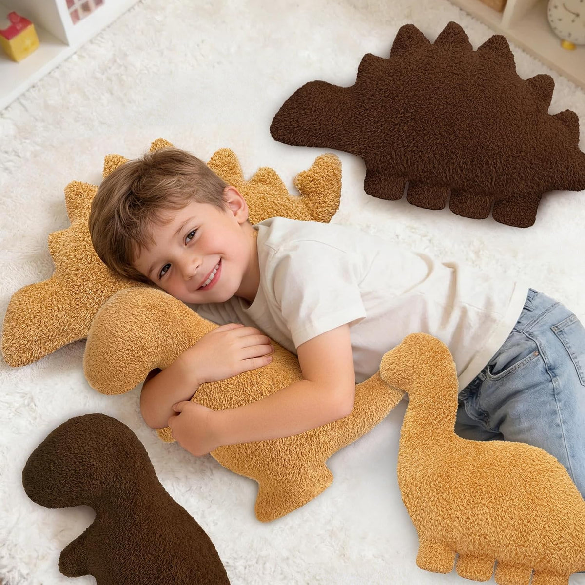 Dino Nugget Pillow Plush, Dinosaur Chicken Plush Nuggets Pillow Funny Birthday Gifts for Boys - Golden Kentrosaurus / Small - image 4