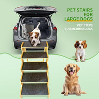 Dog Stairs for Large/Oldder Dogs,4 Steps Bamboo Wooden Pet Ramp for High Beds, Cars & Couch Sofa - Supports Dog Up to 160 LB,20-inches High
