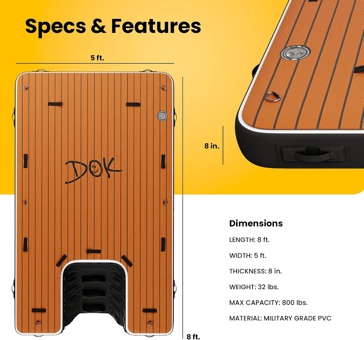 DOK Dog-DOK Inflatable Dock Platform: Safe & Easy Water Access - 8' x 5' / Party-DOK - image 2