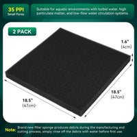 Borlech Aquarium Bio Filter Sponge Pad - 18.5"x18.5"x1.6" (35PPI) 2 PACK - image 2